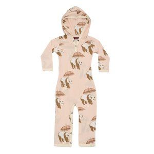 Milkbarn Infant Baby Bamboo Hooded Romper Pink Panda 3-6 Months NWT